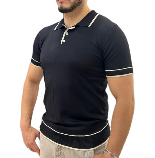POLO TEJIDO AZUL BOTON